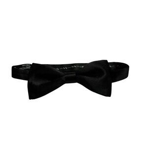 Italo Ferretti Black Silk Sartorial Bow Tie, Adjustable Neck Size